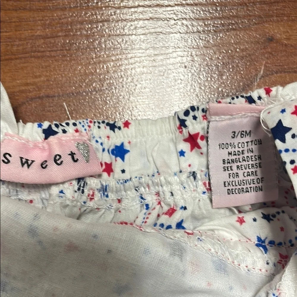 Baby girl Patriotic Red and Blue Star Dress size 3/6 month